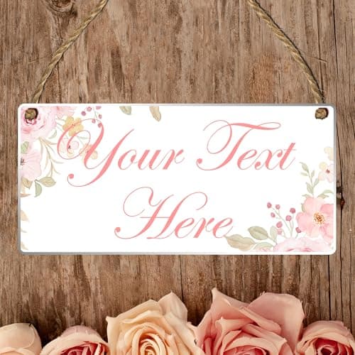 Image of Personalised Floral Hanging Plaque – Customisable Decorative Sign with Elegant Flower Design for Home Décor, Thoughtful Gift for Friends (Pink Roses, Acrylic Indoor & Outdoor Use)