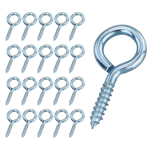 Image of 20 PCS Eyelet Hooks - 30mm Self Tapping Screw with Ring, Galvanized Eyebolt, Ceiling Hook and Hole Nail for Wood, Fixing Wires, Indoor and Outdoor