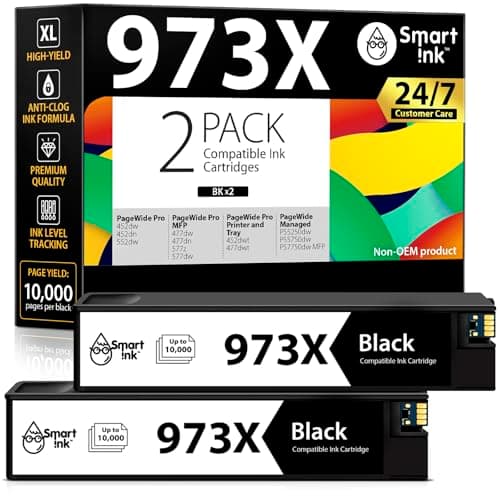Image of Smart Ink Compatible Ink Cartridges Replacement for HP 973X 973 973XL (2 Black Combo Pack) to use with HP PageWide Pro 477dw 577dw 452dw 477dn 452dn 577z 552dw P55250dw Printer