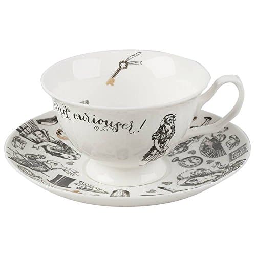Image of V&A Alice in Wonderland Tea Cup and Saucer, 210 ml (7 fl oz), White