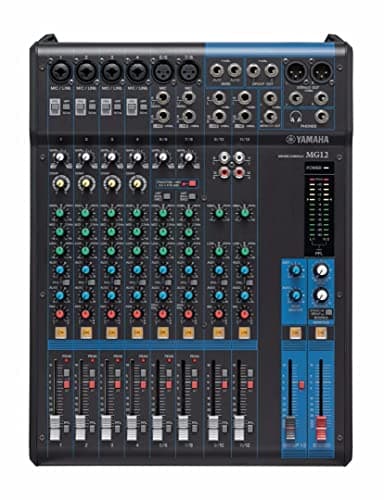 Image of Yamaha MG12 Mixer - Compact mixer with 12 input channels, 2 group buses, 2 AUX and D-PRE mic preamps