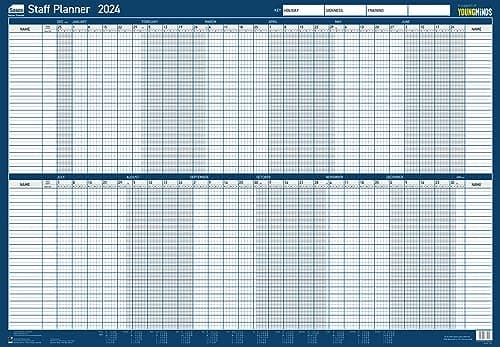 Image of Sasco Unmounted Staff Year Wall Planner 2024 Poster (915 x 610mm) 2410229