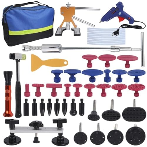 Image of Car Dent Repair Puller Kit Tool Kit Paintless Dent Repair Tool Kit 66 PCS Full Set Car Dent Removal Tool with Gold Dent Puller Lifter, Bridge Puller, T-Bar Puller