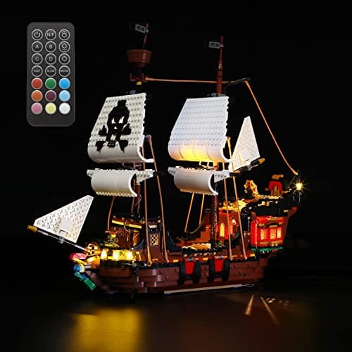 Image of GEAMENT LED Light Kit (Remote Control) Compatible with LEGO Pirate Ship - Lighting Set for Creator 31109 (Building Set Not Included)