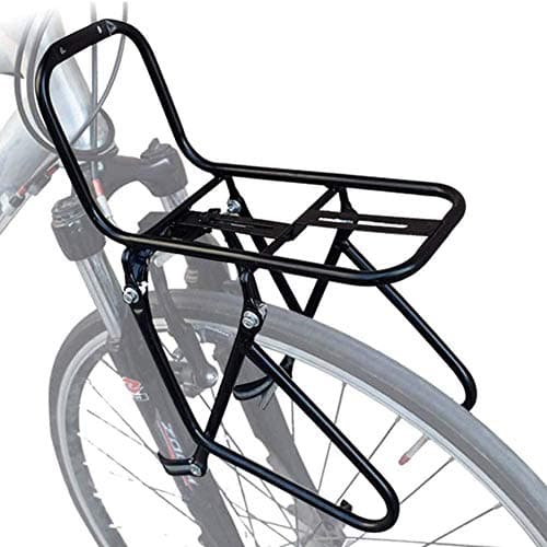 Image of bike front pannier rack 15KG load cycle rack Brake Frame Luggage Shelf with 2 installation methods Can carry pannier bag/bicycle basket/tent/sleeping bag