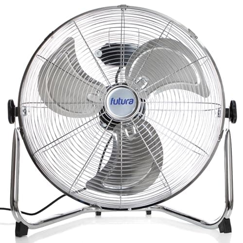 Image of Futura 20” Chrome High Velocity Floor Fan, Heavy Duty Metal Fan, Industrial Cooling Fan with 3 Speeds & Adjustable Tilt Head, Powerful Metal Air Circulator for Gym, Warehouse, Home or Office