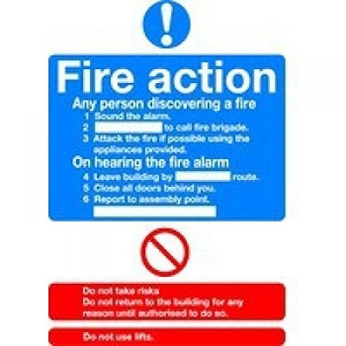 Image of SIGNSLAB FR03551S Safety Sign "Fire Action Standard", A5, Self-Adhesive