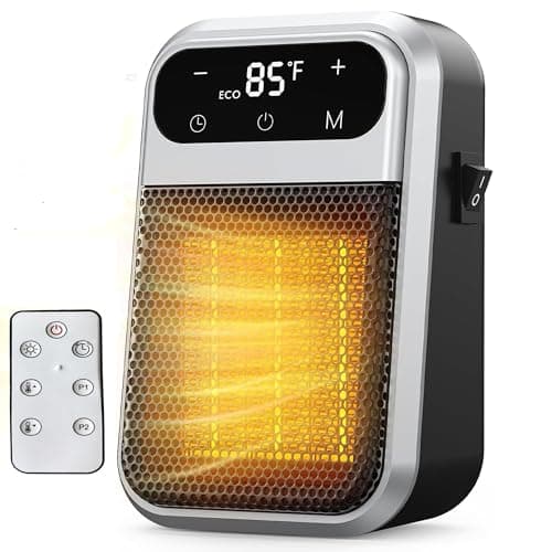 Image of ZMURED Plug in Heater,800W Fan Heaters for Home,2 Mode PTC Ceramic Heaters 1-12H Timer,LED Display and Overheat Protection,Compact for Office Dorm Room