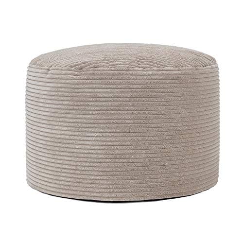 Image of icon Milano Cord Bean Bag Pouffe, Beige, Large Pouffe Footstool with Filling Included, Footrest, Bedroom, Living Room, Living Room Furniture