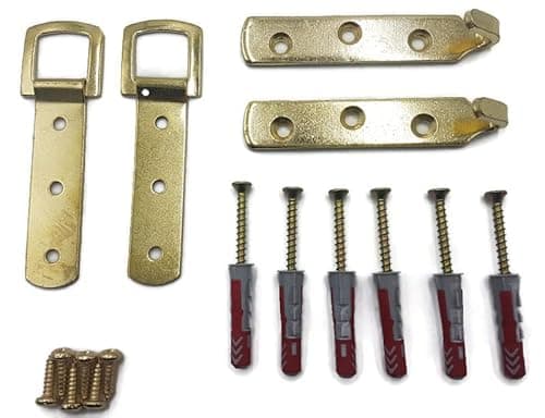 Image of Heavy Duty Brass Plated Large Picture/Mirror Hanging kit - Plaster & Solid Walls - UP to 25KGS