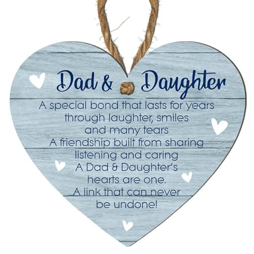 Image of Laser Cut Father's Day Heart Plaque - Celebrate Dad & Daughter Bond, Durable MDF, Perfect Indoor Decor - Size 10cm x 9cm (Small: 10 cm (H) × 9 cm (W))