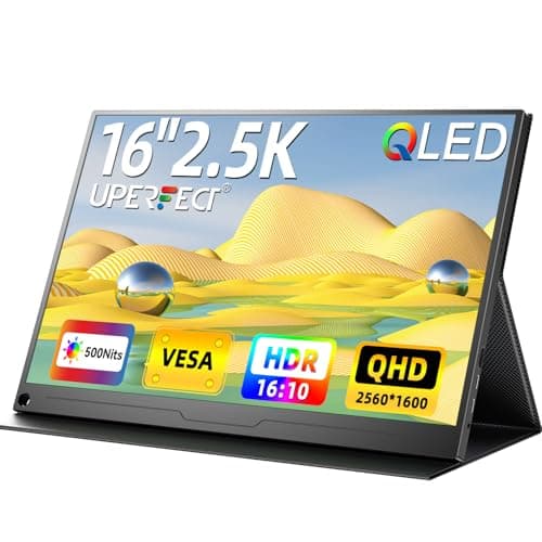 Image of UPERFECT QLED 2.5K Portable Monitor 16", 500 Nits QHD 2560x1600 16:10 Screen, Standard HDMI & 2 USB-C Ports, Eye Care Matte Display, Frameless with Metallic Rear Casing, Smart Cover