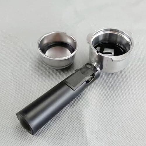 Image of Opatiny 51mm Stainless Steel Filter Basket Set for Morphy Richards Derlla KONKA Dolim Coffee Machines, Single/Double Shot, with Black Rubber and Tamper Cup