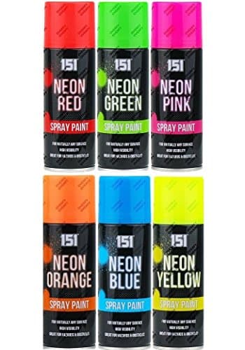 Image of 6 Cans Of Fluorescent Neon Spray Can Paint 200ML Graffiti (Banksey) N0 CFCs