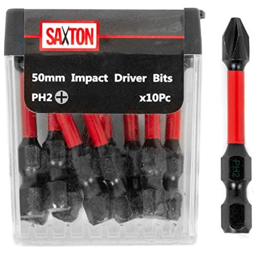 Image of Saxton 10x PH2-50mm Impact Duty Phillips Screwdriver Drill Driver Bits Sets Tic Tac Box Dewalt Milwaukee Bosch