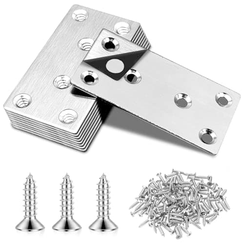 Image of 9 Pcs Flat Brackets for Wood, 80x40mm Heavy Duty Metal Joining Mending Plates with 54 M4 x 16mm Screws, Metal Brackets for Wood Fixing, Timber Furniture Fence Repair Connector