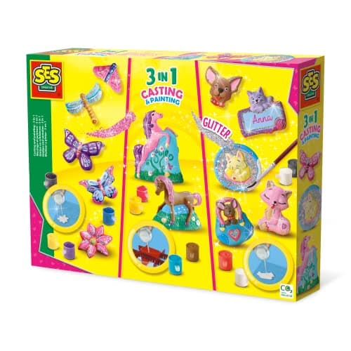 Image of SES Creative 01288 3-in-1 Casting and Painting Kit, Multi-Themed Craft Set
