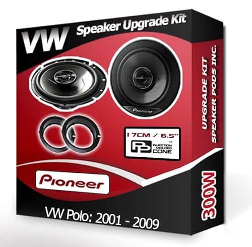 Image of Polo Speaker upgrade Front Door Pioneer car speakers 6.5" 17cm + Rings 300W