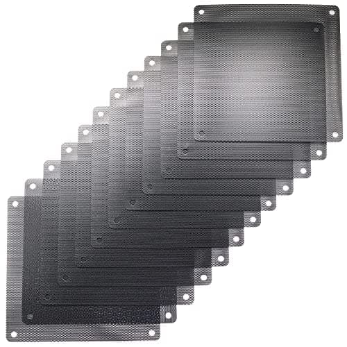 Image of ThreeBulls 12 Pcs 80mm PVC Black PC Cooler Fan Dust Filter Dustproof Case Cover Computer Mesh