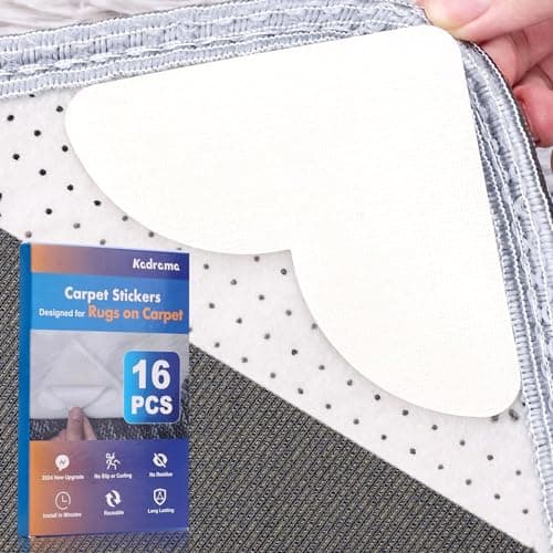 Image of Kadrama 16 Pack Rug Grippers from Rug to Carpet, Rug to Carpet Grippers for Rugs on Top of Carpet, Carpet to Carpet Gripper Stop Rug Moving On Carpet,Anti Slip Rug Grips Tape Underlay
