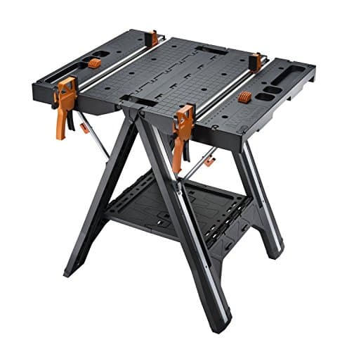 Image of WORX Pegasus WX051 Versatile Multi Function Folding Work Table & Sawhorse with Quick Clamps and Holding Pegs, Portable and Lightweight Workbench, Perfect for Workshop and DIY Tasks