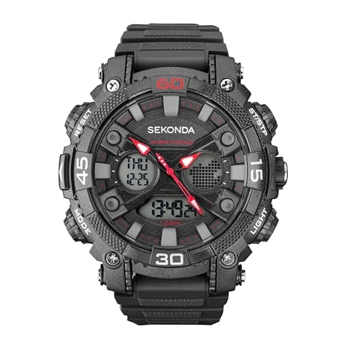 Image of Sekonda Men's Digital Watch with Black Dial Digital Display and Black Plastic Strap 1036.05