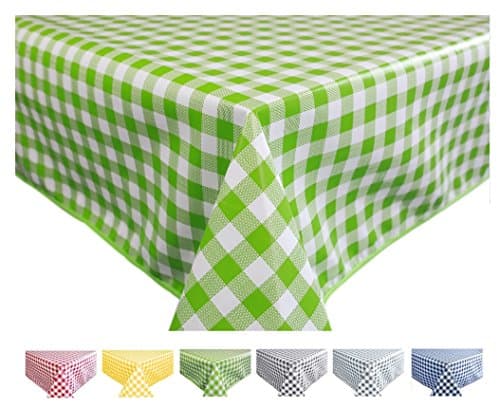 Image of Home Direct Rectangular Oilcloth PVC Wipe Clean Tablecloth Table Cover 140cm x 200cm 55x78 Gingham Check Green