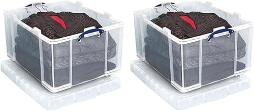 Image of Really Useful Box Plastic Storage 145 Litre Clear (Pack of 2)