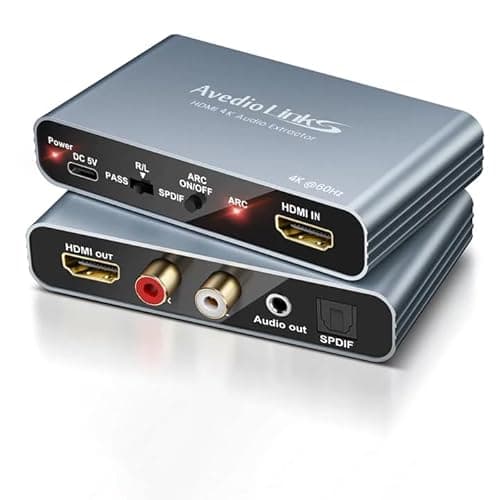Image of HDMI ARC Audio Extractor 4K@60Hz – HDMI to Optical, SPDIF, RCA, 3.5mm AUX Audio Converter for TV, PS5, Soundbar, Speakers, Amplifiers | Supports LPCM 5.1/DTS/DSD | External Audio Splitter
