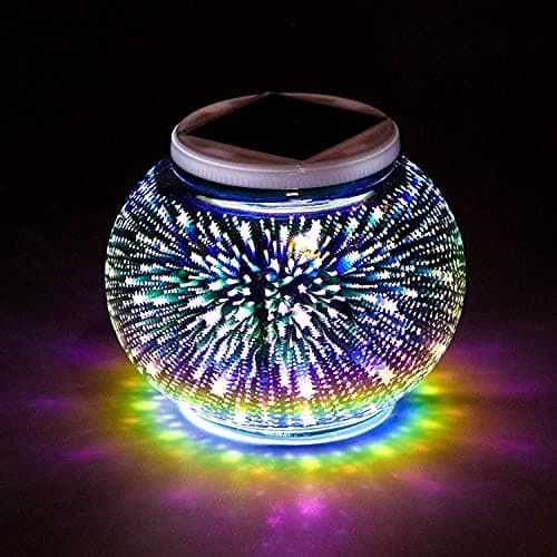 Image of Solar Outdoor Table Lamp, Solar Powered Mosaic Glass Ball Garden Lights Waterproof Color Changing Mood Night Lights for Garden (Star)