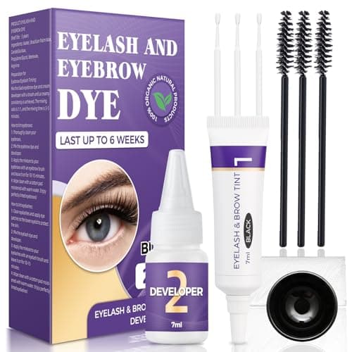 Image of 2-In-1 Eyelash & Eyebrow Tint Kit, Professional Instant Lash & Brow Color Kit, Natural Ingredients and Lasting for 6 Weeks, DIY Hair Coloring for Salon Home Use 7ml(Black)