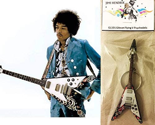 Image of Keychain Guitar Gibson Flying V Psychedelic Jimi Hendrix