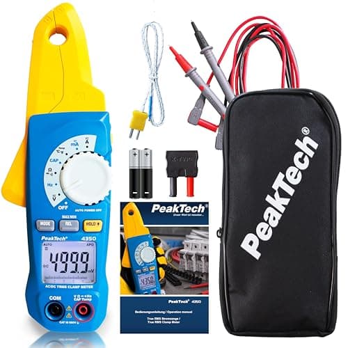 Image of PeakTech P 4350 - Current Clamp Meter with 1 mA Resolution, 80A AC/DC, TrueRMS & DMM, Auto-range, 4.000 Counts, Contactless Voltmeter, Ammeter, Continuity Tester, LCD Display - CAT III 600 V