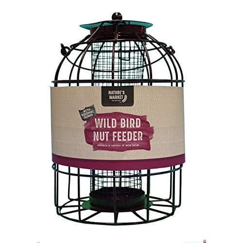 Image of Homezone® NUT Bird Feeder with Cage Safe Guard Outdoor Cage Pest Guard for Garden (Dark Green)