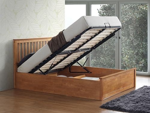 Image of Bedmaster Malmo Wooden Ottoman Storage Bed Size And Colour Options (Oak, King (U.K. Standard))