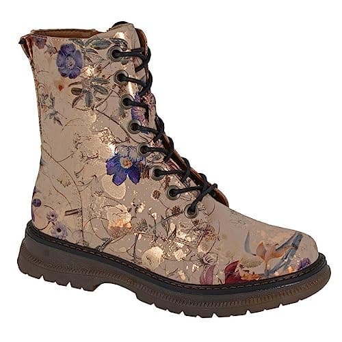 Image of Cipriata L310BGM-3, Annetta, Womens Lace-up Fashion Boots, Ecru Gold Floral, size 3 UK