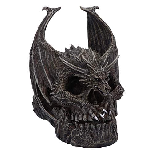 Image of Nemesis Now Spiral Dark Gothic Draco Skull Dragon Figurine Ornament, Brown, 19cm