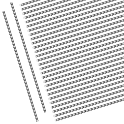 Image of Mardatt 30Pcs Stainless Steel Round Rod Set, 1.2mm x 400mm Hard Steel Straight Spring Wire Straight Music Wire for DIY Crafts Model Car Industry Metal Working