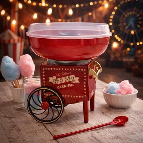 Image of Marco Paul Candy Floss Maker for Home Use Candy Floss Machine with Scoop Carnival Style Retro Cotton Candy Maker for Kids’ Parties, Birthdays & Events