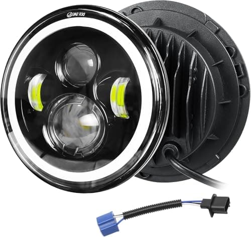 Image of YOJZMA 2PCS 7 inch Led Headlight Round,Projector 7 inch Halo led Angel Eyes Hi/Low Beam Amber/White DRL Turn Signal Headlamps with Wrangler JK TJ CJ Motorcycle Car Offroad