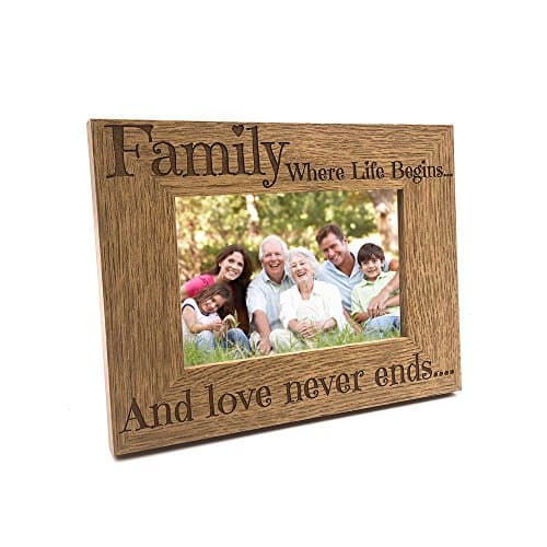Image of Family Where Life Begins and Love Never Ends Wooden Photo Frame Gift (4 x 6 Inch)