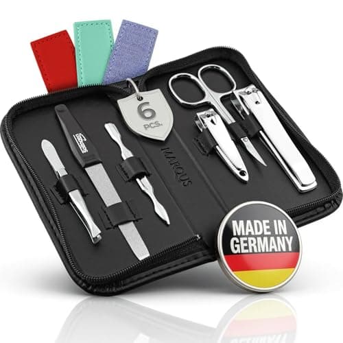 Image of Solingen Manicure Set for Women and Men - 6-Piece Nail Grooming Kit - Pedicure Tools - Ideal for Travelling, as a present and home use, Black
