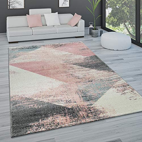 Image of Paco Home Large Rug Short Pile Pastel Vintage Abstract Var. Styles, Size:120x170 cm, Colour:Multicolored
