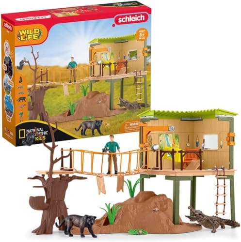 Image of SCHLEICH WILD LIFE — Special Edition 68-Piece NatGeo Safari Animal Playset with Ranger and Animal Figures, Detailed and Immersive Wild Life Toys for Kids ages 3+