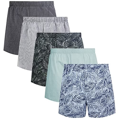 Image of 5Mayi Mens Boxers Cotton Boxers For Men Loose Fit Mens Boxers Shorts Multipack Button Fly S,A:boxers Green