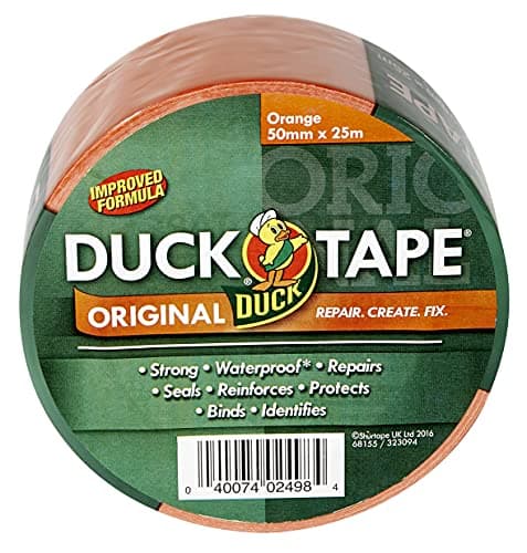 Image of Duck Tape Original Orange Duct Tape, 50mm x 25m Heavy Duty, Waterproof Gaffer, Gaffa Sticky Tape, Strong Adhesive Cloth Repair Tape, Suitable for Packing boxes, Moving House, Parcels or Packaging