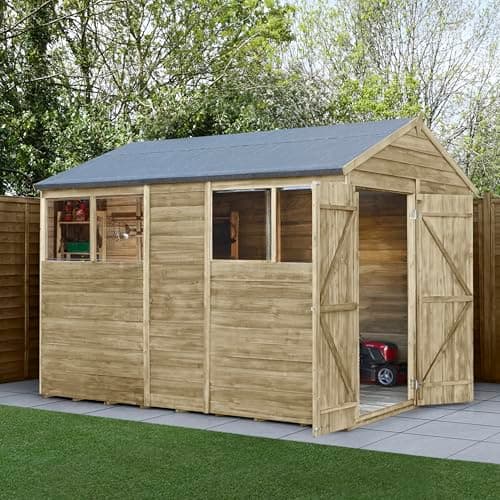 Image of Forest Garden 4LIFE Apex Shed 6x10 | Double Door | 4 Window|25 Year Anti-Rot Guarantee