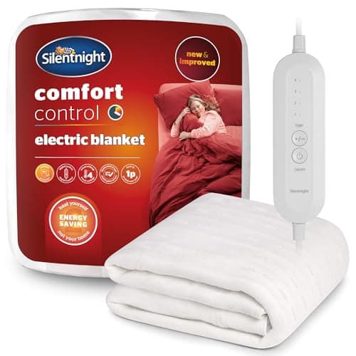 Image of Silentnight Comfort Control Electric Blanket Single Bed - Heated Underblanket with 4 Heat Settings - Fast Heat Up - Overheat Protection and Easy Fit Straps - Machine Washable - Single - 135x72cm