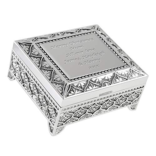 Image of De Walden Mum Gift Personalised Engraved Silver Plated Trinket Jewellery Box for Mummy Mom Mam Mothers Day