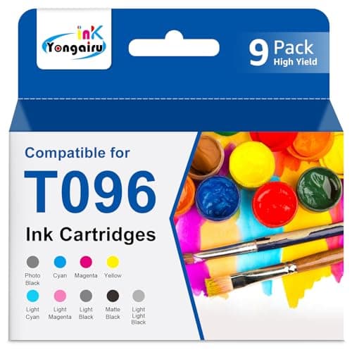 Image of Yongairuink T0961 T0962 T0963 T0964 T0965 T0966 T0967 T0968 T0969 Ink Cartridges for Epson Stylus Photo R2880 (9 Pack)